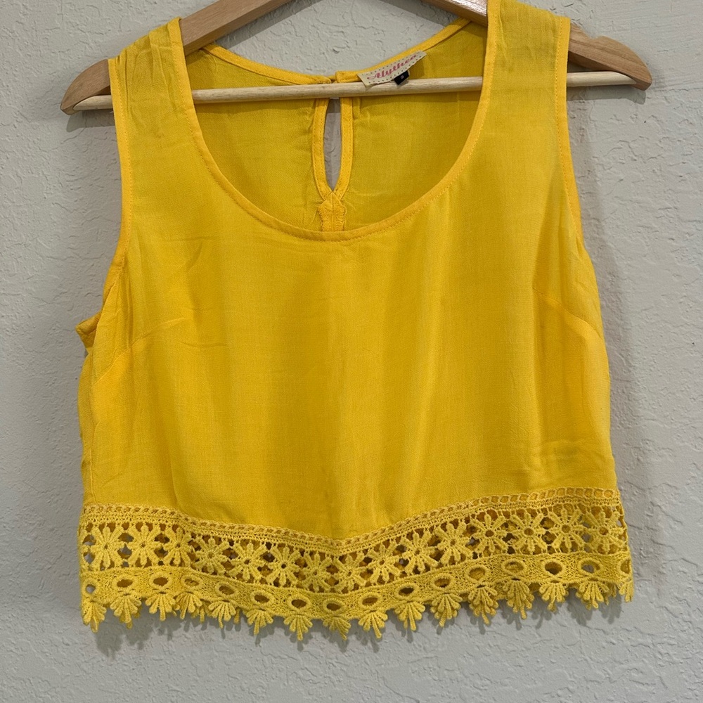 Alythea Sunlit Yellow Lace Tank Top